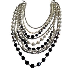 Elegant Ann Taylor Pearl & Glass Multi-Strand Necklace